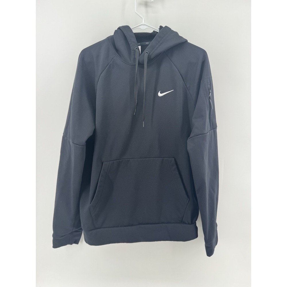 Nike Therma-FIT Black‎ Pullover Hoodie With Kangaroo Pocket/Sleeve Zipper Size M